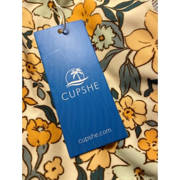 **CUPSHE** One Piece Swimsuit Mock Neck Zipper Short Sleeve Medium NWT - Picture 9 of 12